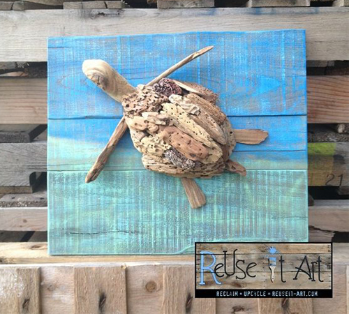 черепаха из коряги изготовленная, reuseit-art